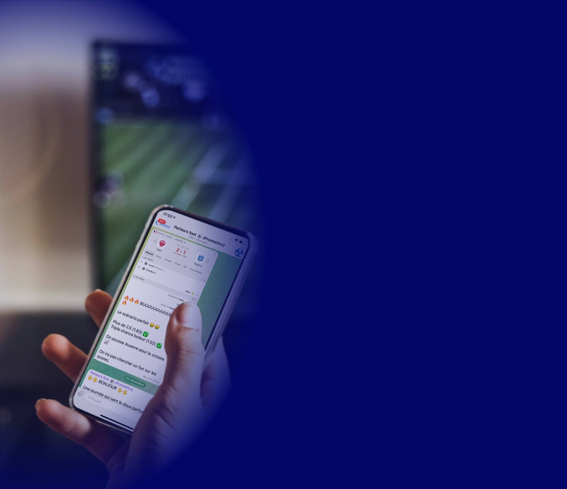 Téléphone avec pronostics Telegram