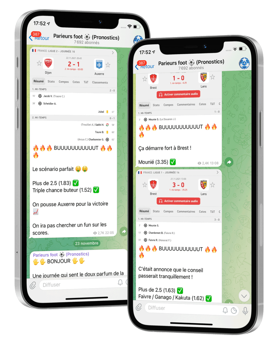 Interface Telegram Parieurs Foot